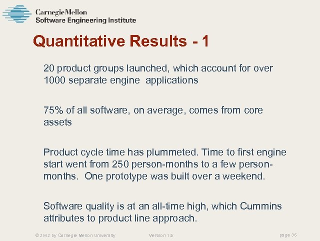 Quantitative Results - 1 20 product groups launched, which account for over 1000 separate