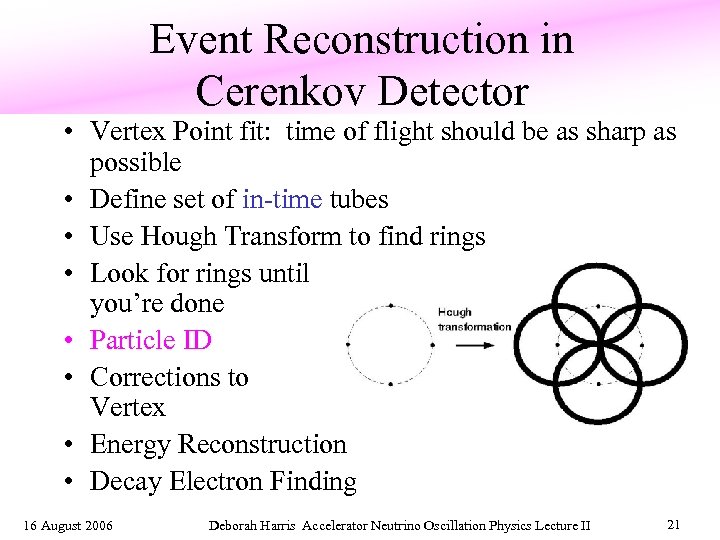 Event Reconstruction in Cerenkov Detector • Vertex Point fit: time of flight should be