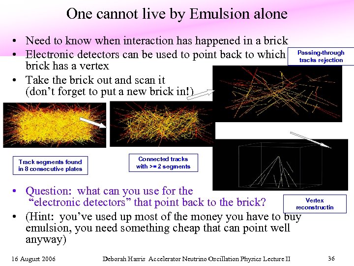 One cannot live by Emulsion alone • Need to know when interaction has happened