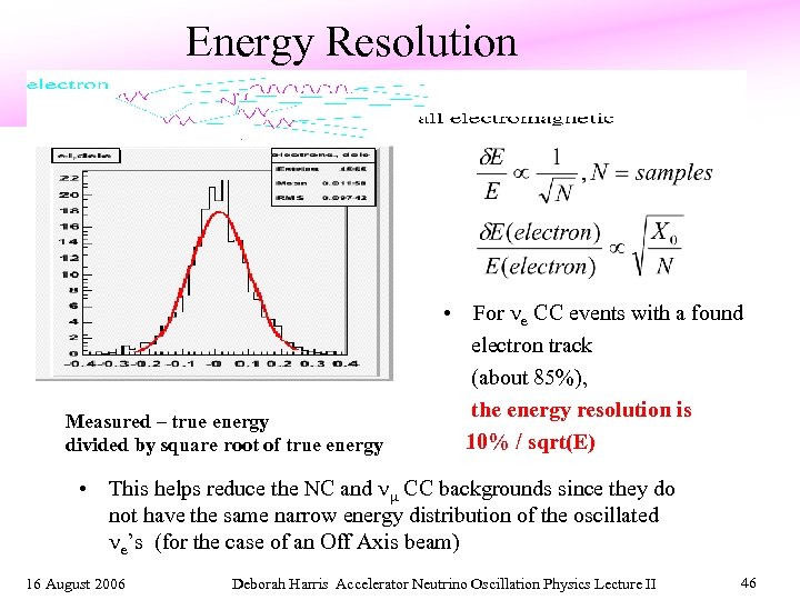 Energy Resolution Measured – true energy divided by square root of true energy •