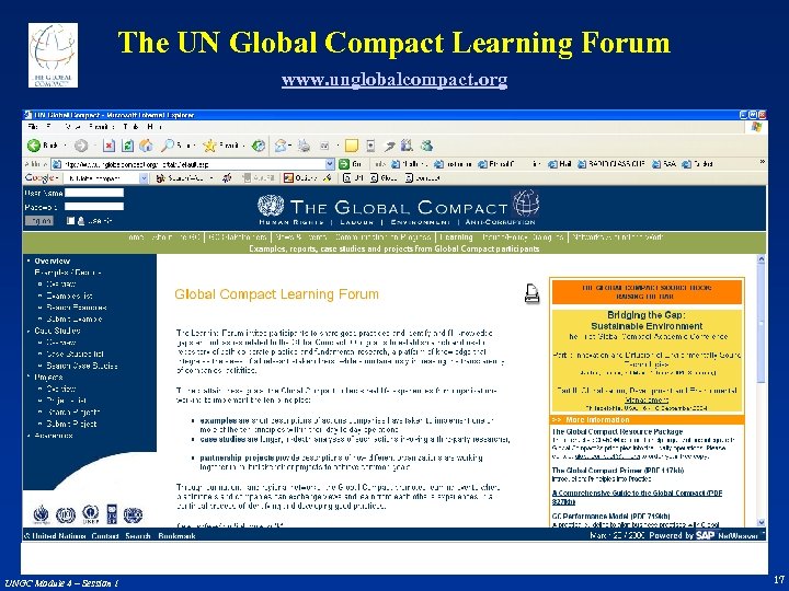 The UN Global Compact Learning Forum www. unglobalcompact. org UNGC Module 4 – Session
