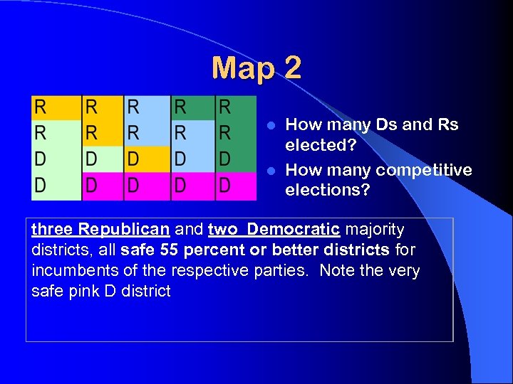 Map 2 How many Ds and Rs elected? l How many competitive elections? l