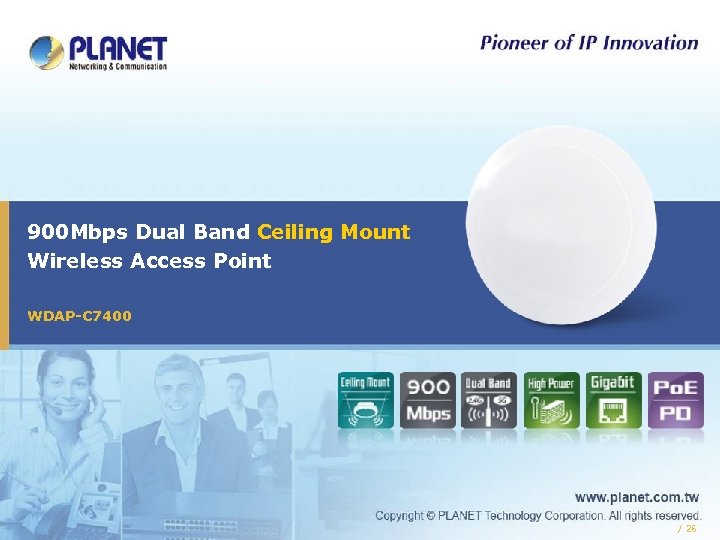 900 Mbps Dual Band Ceiling Mount Wireless Access Point WDAP-C 7400 / 26 