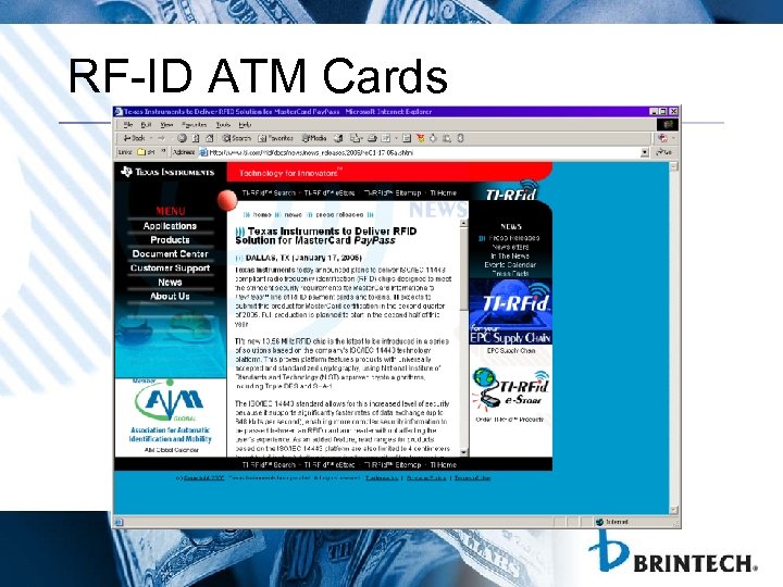 RF-ID ATM Cards 