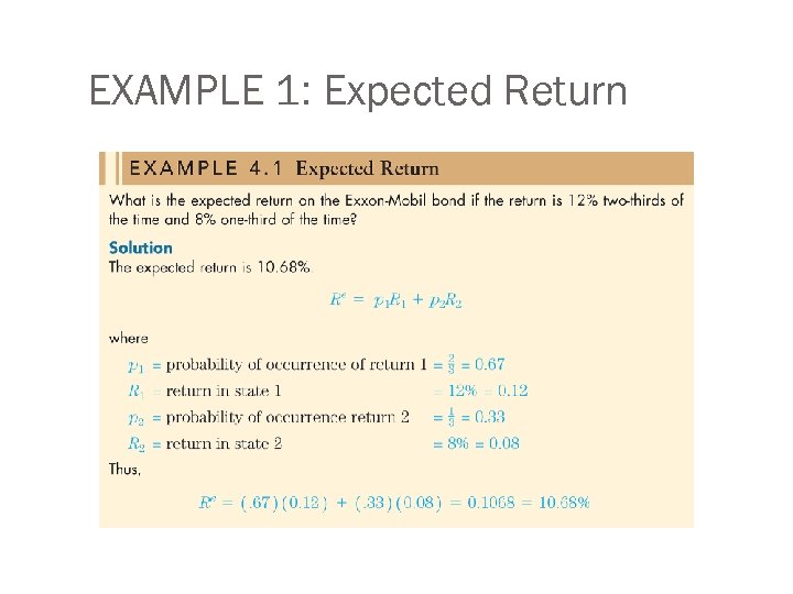 EXAMPLE 1: Expected Return 