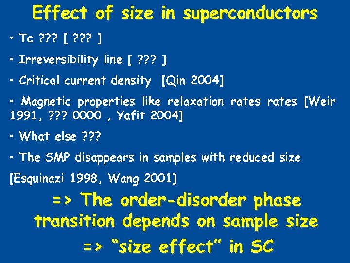Effect of size in superconductors • Tc ? ? ? [ ? ? ?