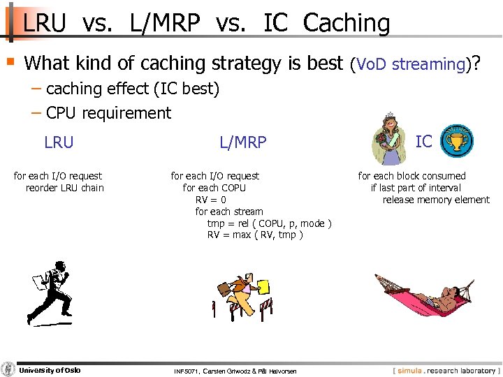LRU vs. L/MRP vs. IC Caching § What kind of caching strategy is best