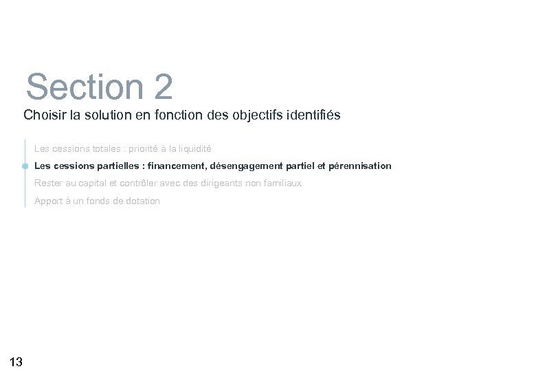 Section 2 Choisir la solution en fonction des objectifs identifiés Les cessions totales :