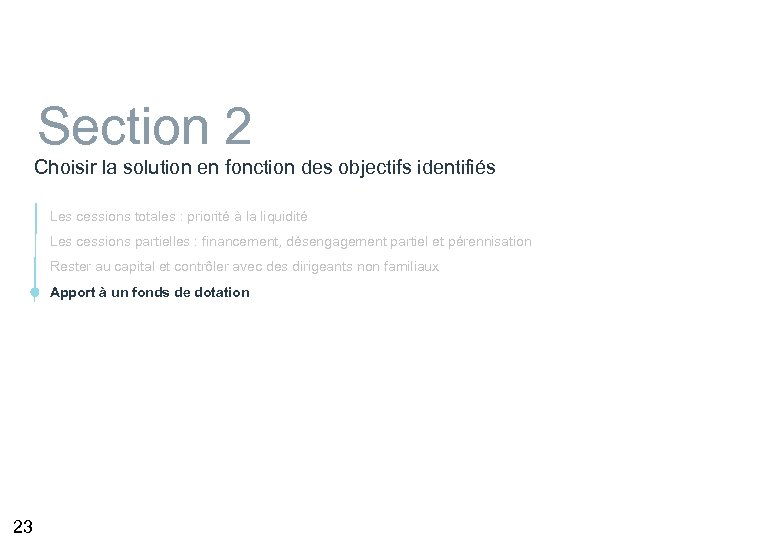 Section 2 Choisir la solution en fonction des objectifs identifiés Les cessions totales :