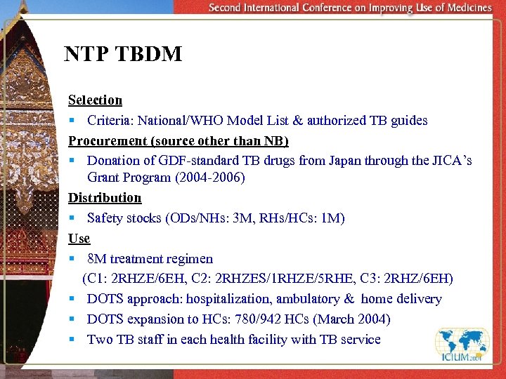NTP TBDM Selection § Criteria: National/WHO Model List & authorized TB guides Procurement (source