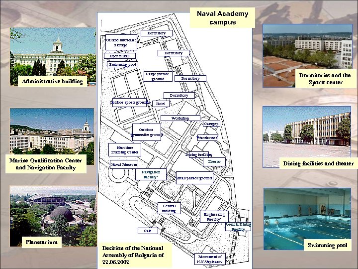 Naval Academy campus Dormitory Oil and lubricant storage Dormitory Sports Hall Swimming pool Large