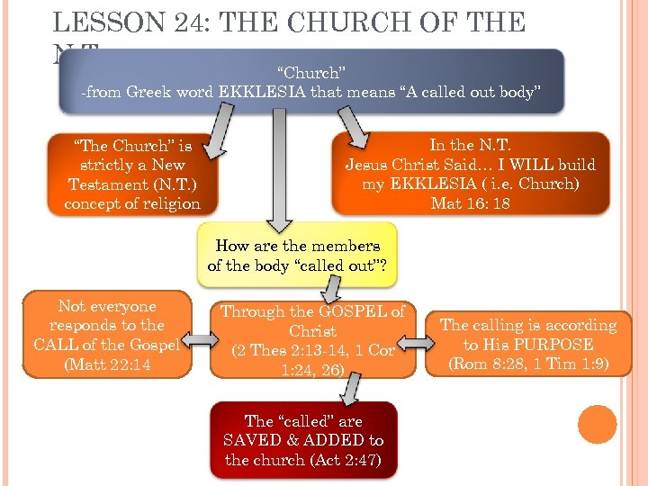 LESSON 24: THE CHURCH OF THE N. T. “Church” -from Greek word EKKLESIA that