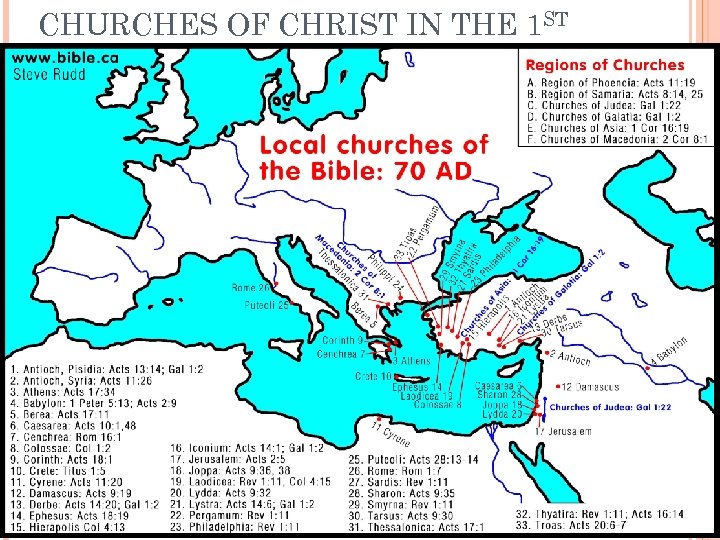 CHURCHES OF CHRIST IN THE 1 ST CENTURY 