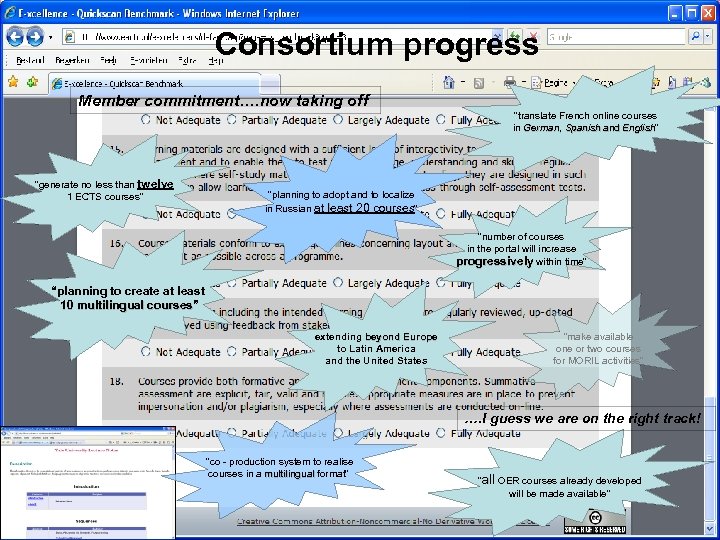 Consortium progress Member commitment…. now taking off “translate French online courses in German, Spanish
