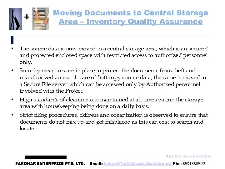 + Moving Documents to Central Storage Area – Inventory Quality Assurance • The source