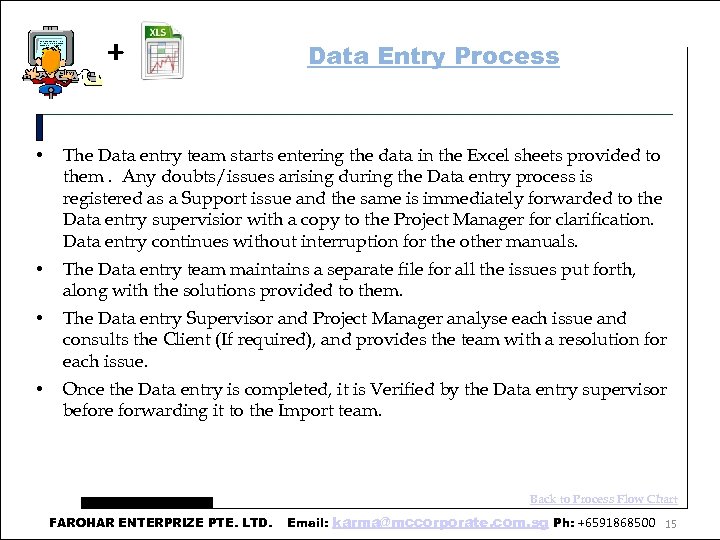 + Data Entry Process • The Data entry team starts entering the data in