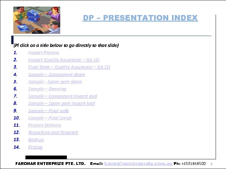 DP – PRESENTATION INDEX (Pl click on a title below to go directly to