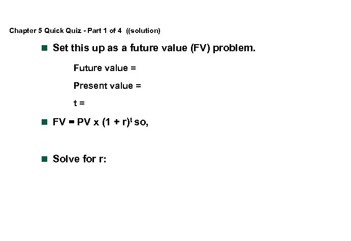 Chapter 5 Quick Quiz - Part 1 of 4 ((solution) n Set this up