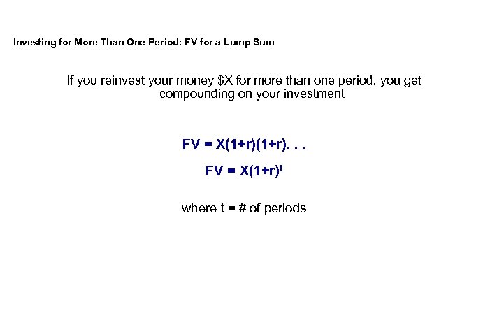 Investing for More Than One Period: FV for a Lump Sum If you reinvest