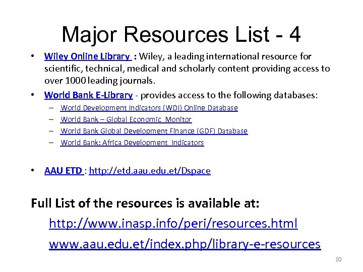 Major Resources List - 4 • Wiley Online Library : Wiley, a leading international