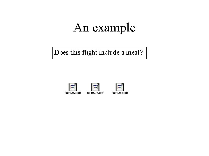 An example Does this flight include a meal? 
