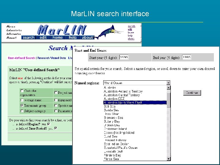 Mar. LIN search interface 
