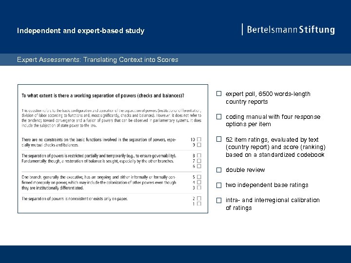 Independent and expert-based study Expert Assessments: Translating Context into Scores expert poll, 6500 words-length