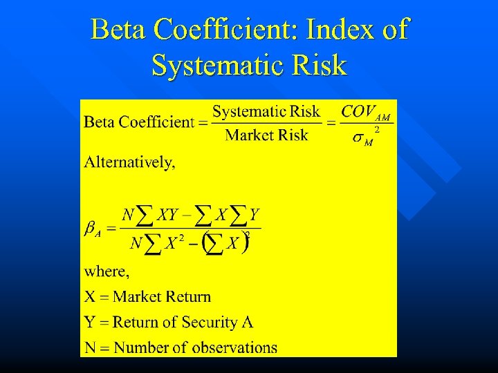 Beta Coefficient: Index of Systematic Risk 