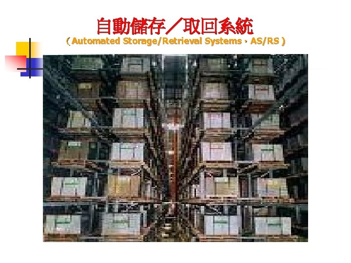 自動儲存／取回系統 （Automated Storage/Retrieval Systems，AS/RS ) 