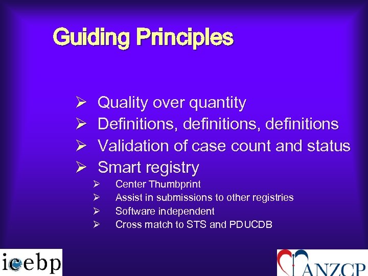 Guiding Principles Ø Ø Quality over quantity Definitions, definitions Validation of case count and