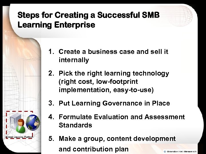 Steps for Creating a Successful SMB Learning Enterprise 1. Create a business case and