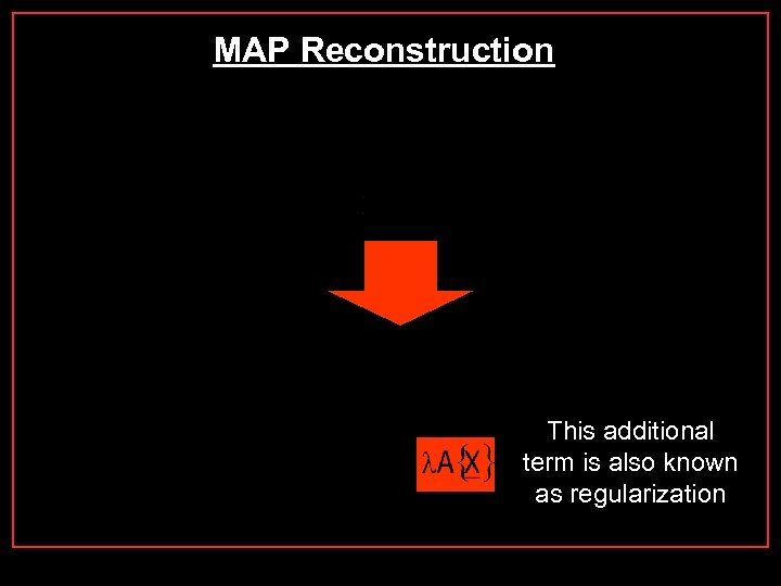 MAP Reconstruction This additional term is also known as regularization 