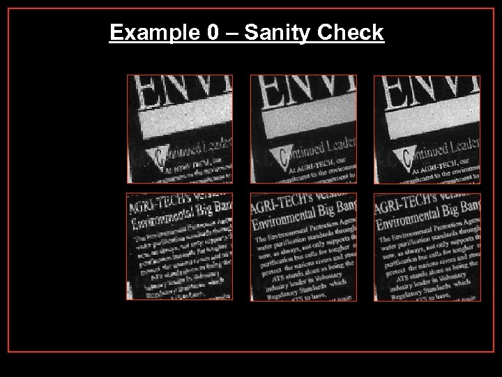 Example 0 – Sanity Check 