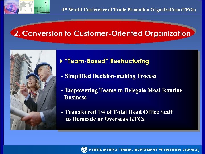 4 th World Conference of Trade Promotion Organizations (TPOs) 2. Conversion to Customer-Oriented Organization