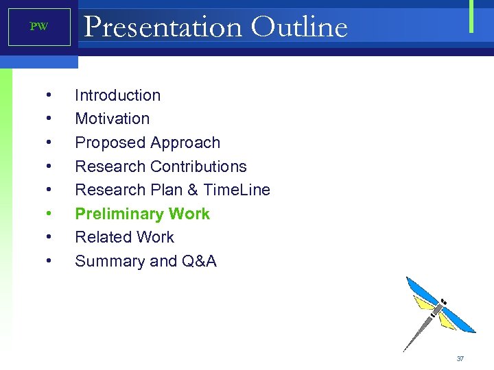 PW • • Presentation Outline Introduction Motivation Proposed Approach Research Contributions Research Plan &