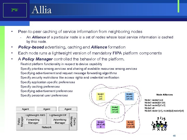 Allia PW • Peer-to-peer caching of service information from neighboring nodes • • An