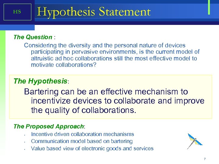 Hypothesis Statement HS The Question : Considering the diversity and the personal nature of
