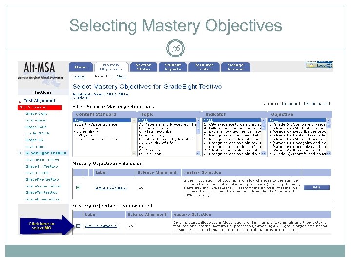 Selecting Mastery Objectives 36 