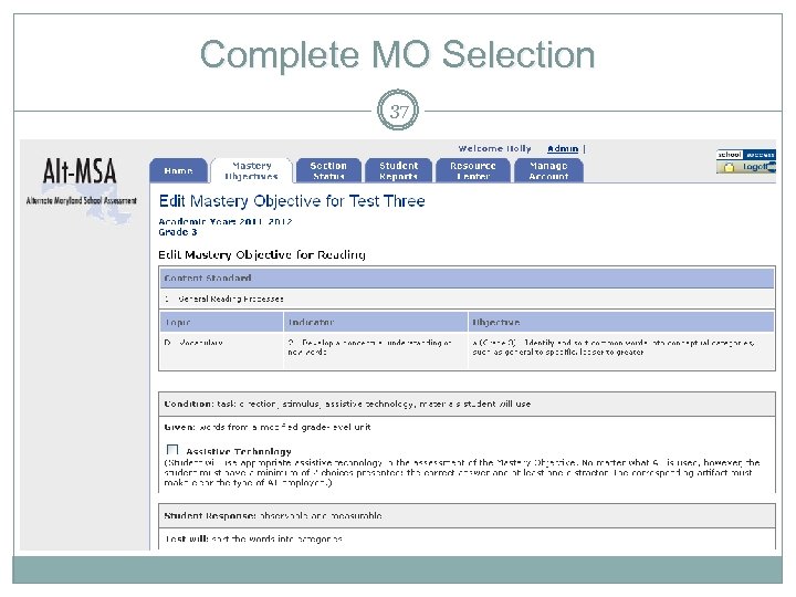 Complete MO Selection 37 