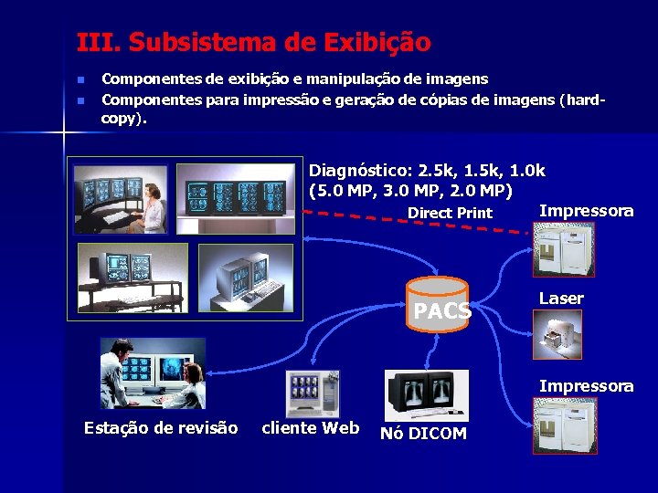 III. Subsistema de Exibição n n Componentes de exibição e manipulação de imagens Componentes