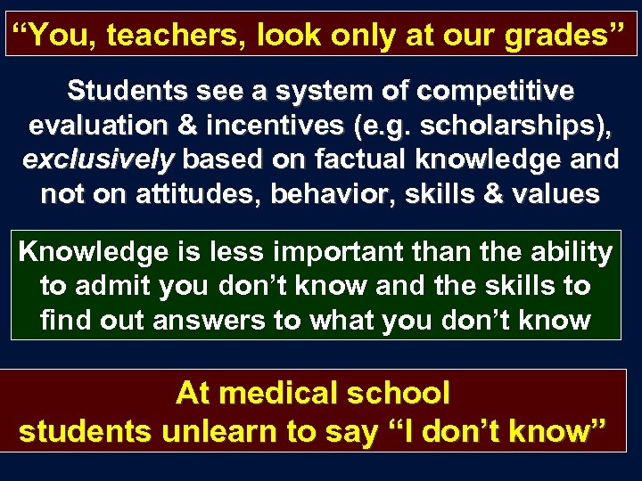 “You, teachers, look only at our grades” Students see a system of competitive evaluation