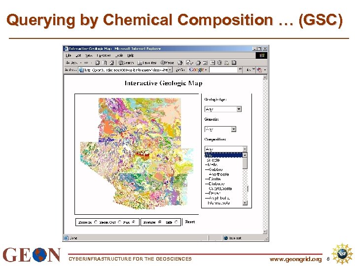 Querying by Chemical Composition … (GSC) CYBERINFRASTRUCTURE FOR THE GEOSCIENCES www. geongrid. org 8