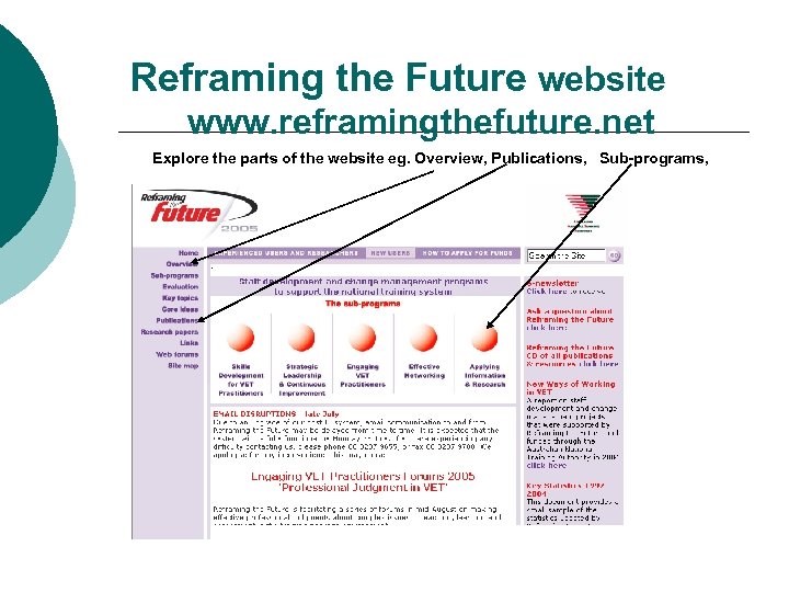 Reframing the Future website www. reframingthefuture. net Explore the parts of the website eg.