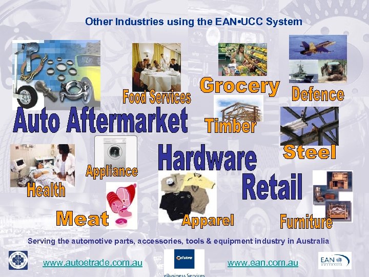 Other Industries using the EAN • UCC System Serving the automotive parts, accessories, tools