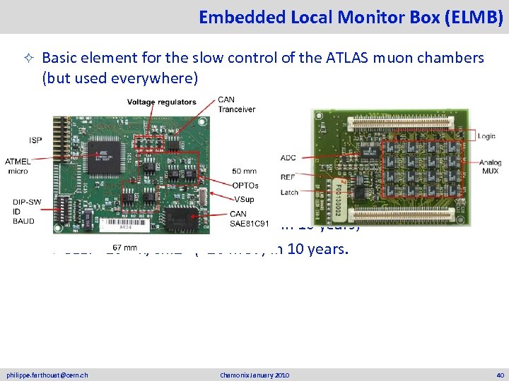 Embedded Local Monitor Box (ELMB) ² Basic element for the slow control of the