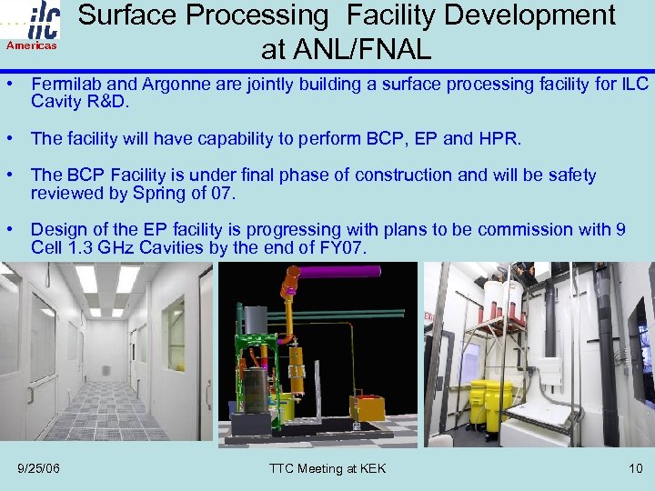 Americas Surface Processing Facility Development at ANL/FNAL • Fermilab and Argonne are jointly building