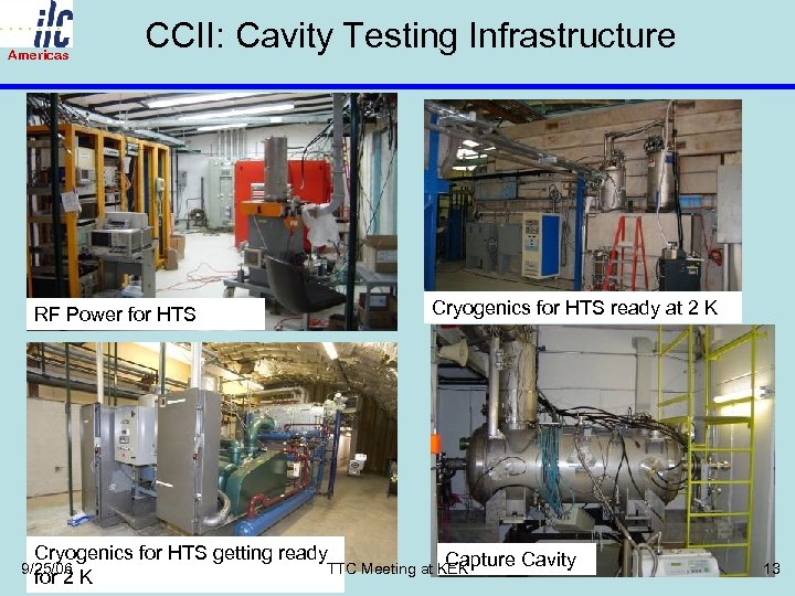 Americas CCII: Cavity Testing Infrastructure RF Power for HTS Cryogenics for HTS ready at