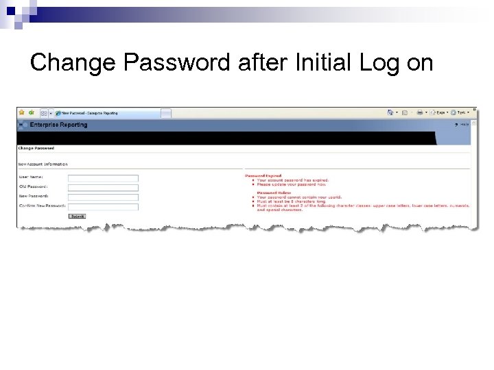 Change Password after Initial Log on 