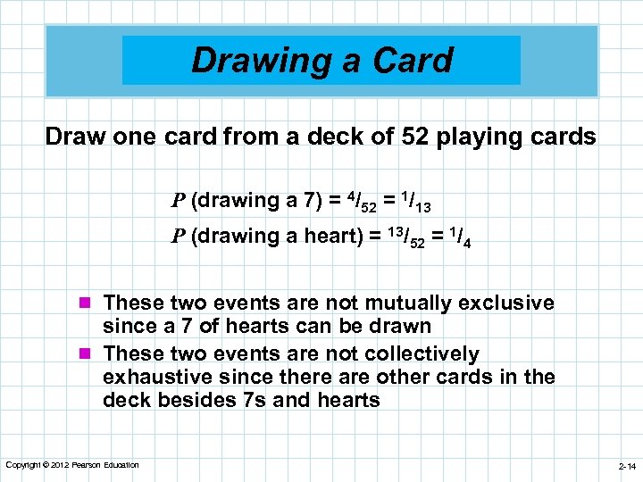 Drawing a Card Draw one card from a deck of 52 playing cards P