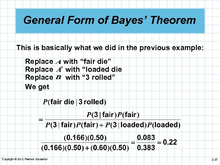 General Form of Bayes’ Theorem This is basically what we did in the previous